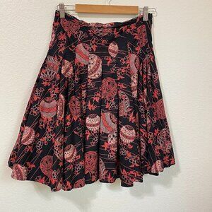 French Connection Sz 4 Pleated Floral High Waist Flare A-Line Skirt Boho